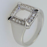 14K White Gold Semi Mount Ring Setting Cushion CU 9x7mm Solid - Syzjewelry
